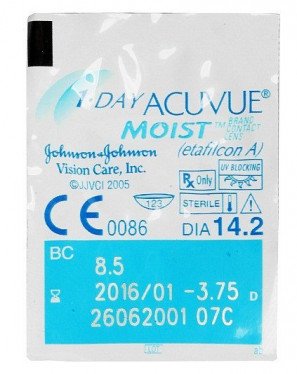 Johnson & Johnson1-Day Acuvue Moist Contact Lenses (10 Lenses Pack) Johnson and Johnson 1 Day Acuvue Moist Daily Disposable Contact Lenses 10 Pack Product Image