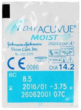 Johnson & Johnson1-Day Acuvue Moist Contact Lenses (30 Lenses Pack) Johnson and Johnson 1 Day Acuvue Moist Daily Disposable Contact Lenses 30 Pack Product Image