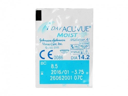 Johnson & Johnson1-Day Acuvue Moist Contact Lenses (90 Lenses Pack) Johnson and Johnson 1 Day Acuvue Moist Daily Disposable Contact Lenses 90 Pack Product Image