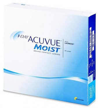 Johnson & Johnson1-Day Acuvue Moist Contact Lenses (90 Lenses Pack) Johnson and Johnson 1 Day Acuvue Moist Daily Disposable Contact Lenses 90 Pack Product Image