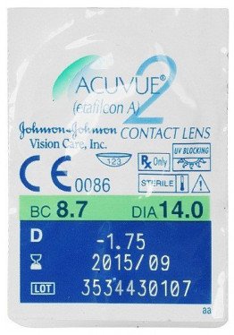 Johnson & JohnsonAcuvue 2 Contact Lenses (6 Lenses Pack) Johnson and Johnson Acuvue 2 Bi Weekly Disposable Contact Lenses 6 Pack Product Image