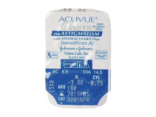 Johnson & JohnsonAcuvue Oasys For Astigmatism Contact Lenses (6 Lenses Pack) Johnson and Johnson Acuvue Oasys For Astigmatism Bi Weekly Contact Lenses 6 Pack Product Image