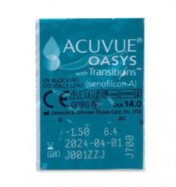 Johnson & Johnson Acuvue Oasys With Transitions Contact Lenses (6 Lenses Pack) Johnson and Johnson Acuvue Oasys With Transitions Bi Weekly Contact Lenses 6 Pack Product Image