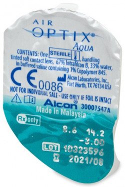 Alcon - Ciba VisionAir Optix Aqua Contact Lenses (6 Lenses Pack) Alcon Ciba Vision Air Optix Aqua Monthly Disposable Contact Lenses 6 Pack Product Image