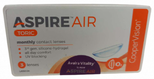 Cooper VisionAspire Air Toric Contact Lenses (3 Lenses Pack) Cooper Vision Aspire Air Toric Monthly Disposable Contact Lenses 3 Pack Product Image