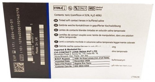 Cooper VisionAspire Pro Torics Contact Lenses (3 Lenses Pack) Cooper Vision Aspire Pro Torics Monthly Disposable Contact Lenses 3 Pack Product Image
