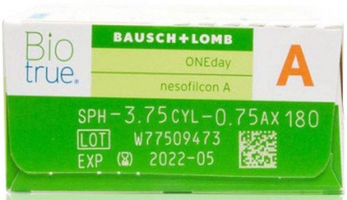 Bausch & Lomb Biotrue ONEday For Astigmatism Contact Lenses (30 Lenses Pack) Bausch and Lomb Biotrue For Astigmatism Daily Disposable Contact Lenses 30 Pack Product Image