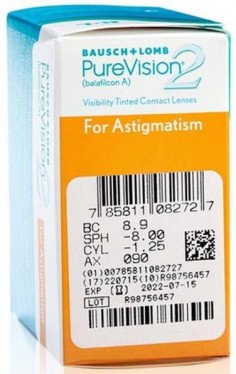 Bausch & LombPureVision2 HD For Astigmatism Contact Lenses (6 Lenses Pack) Bausch and Lomb PureVision2 HD For Astigmatism Monthly Contact Lenses 6 Pack Product Image